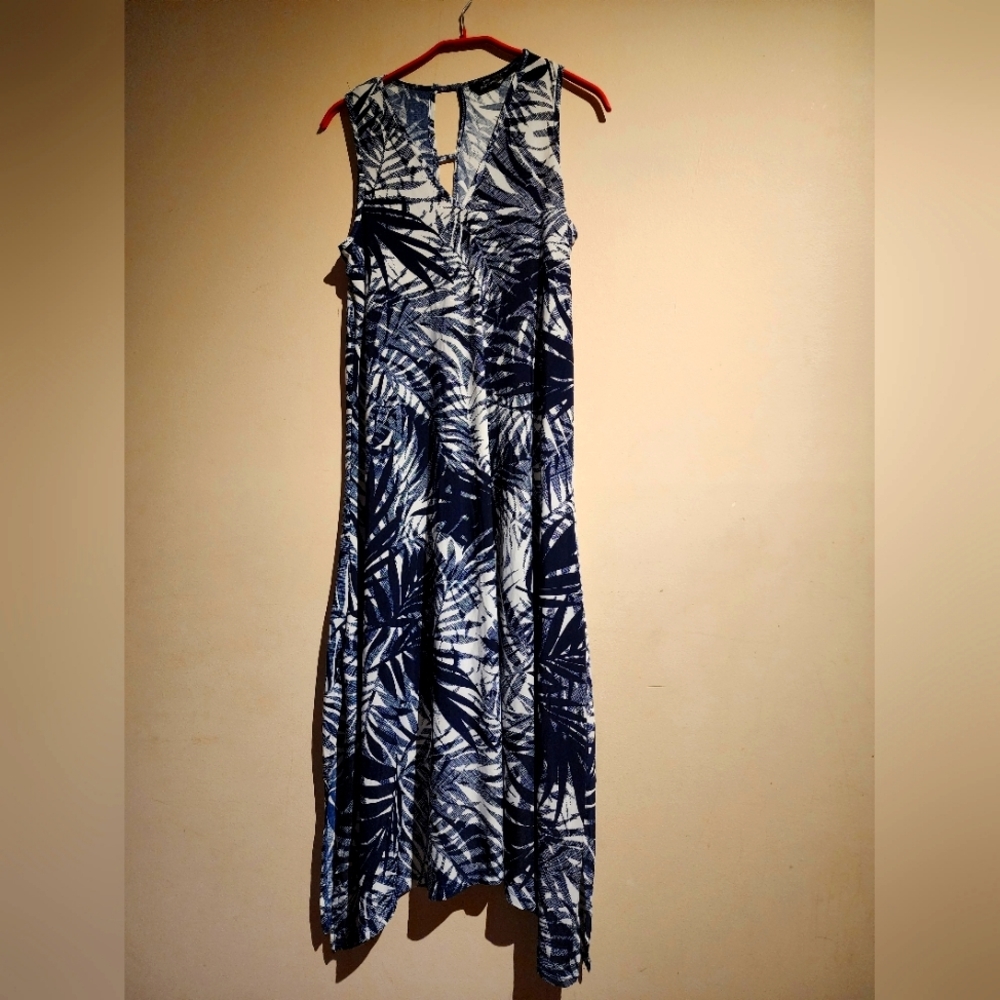 Milly Gabrielle Palm Leaf Print Assemetric Sleeveless Dress